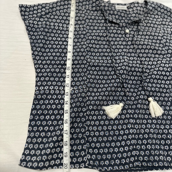 Women L/XL Cotton Boxy Lightweight navy blue Repeat Oval Abstract Pattern Blouse - Picture 4 of 15